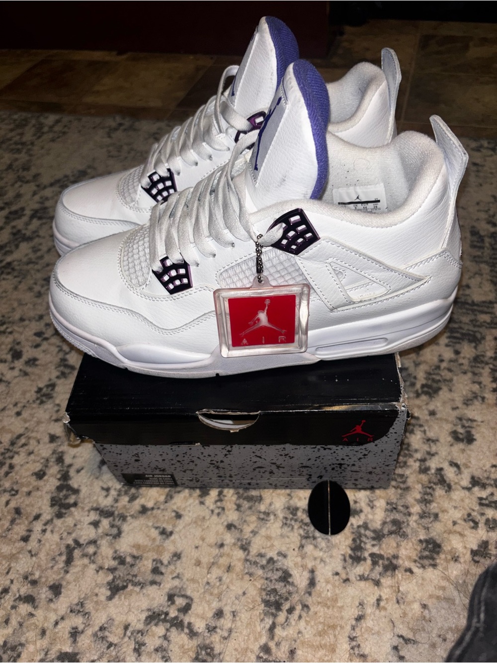 Jordan Retro 4 White with Purple and Red Accents - Picture 2 of 4